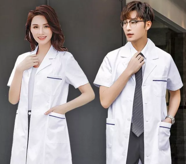 Women Men Doctor Nurse Jacket Medical Lab Coat Uniform Long Sleeve Work Clothes