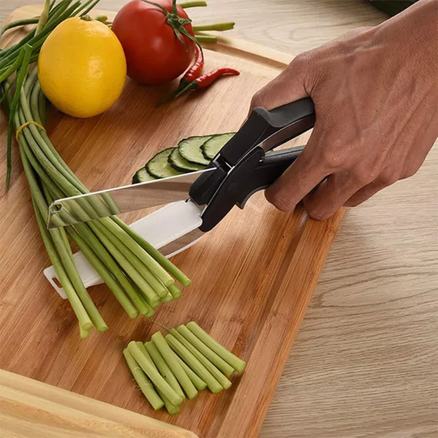 1/2x Clever Food Chopper Crazy Scissors Cutter Cutting Board Trendy Tool Knife 3