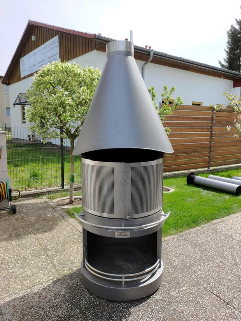 FIRESTAR Grillkamin H ohne Abzug 200 cm Ø 70 metallic Gartenkamin Terrassenofen