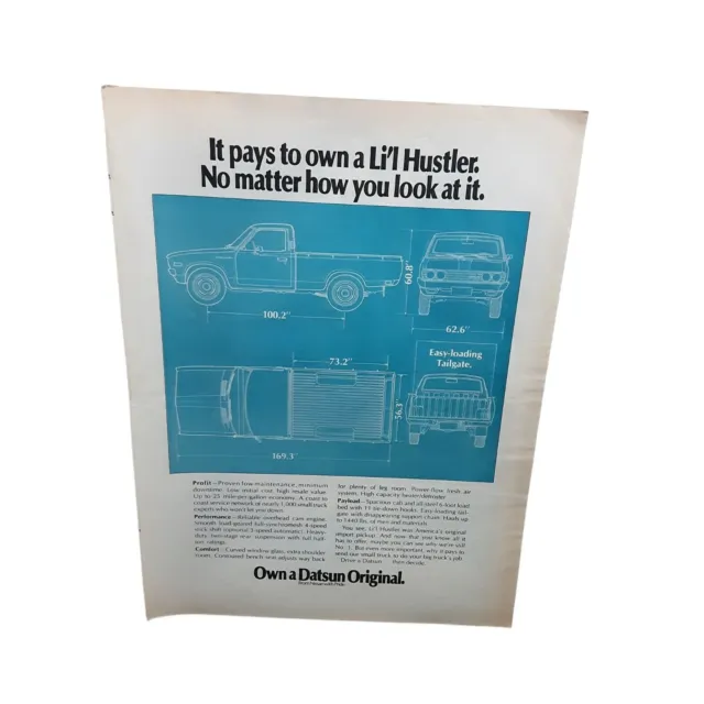 1973 Datsun Lil Hustler Truck Original Print Ad Vintage