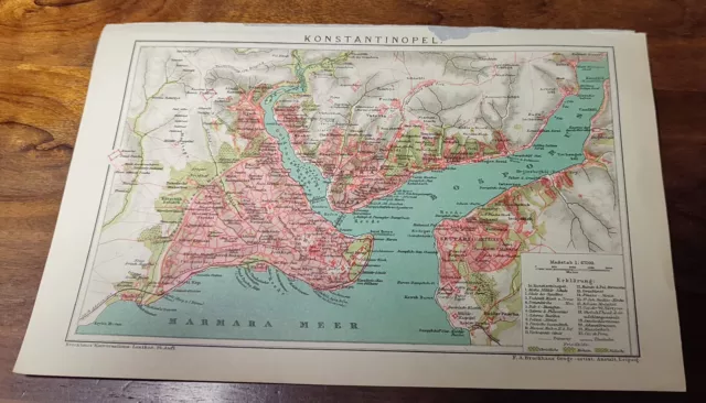 historische Stadtkarte/Stadtplan 1898 " Konstantinopel / Istanbul " original