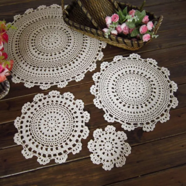 Tablecloth Handmade Crochet Lace Cotton Placemat Table Cloth Doily Cover Pad