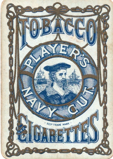 WIDE RARE ANTIQUE "Players Navy Cut  Cigs/Tobacco (Blue/Gold)" SINGLE Play Card