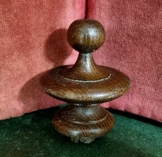 Victorian turned wood post finial - Antique french architectural salvage 2 in .