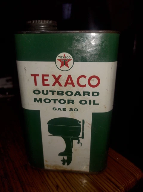 Vintage Texaco Outboard Motor Oil 1 Quart Can Sealed Full