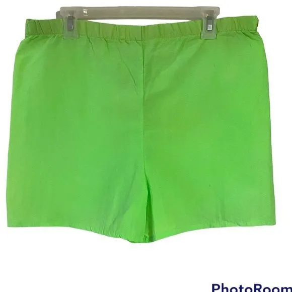Vintage 80’s ZCET Neon Green High Waisted Nylon Athletic Shorts Size Medium