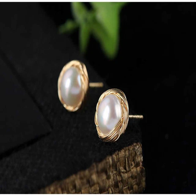 Fashion Natural Freshwater cultured Winding pearl Earrings New Year Christmas