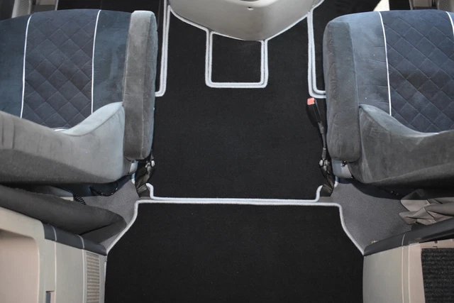 FL Cascadia 2008-2016 Floor Mats Black Carpet With Grey Stitching
