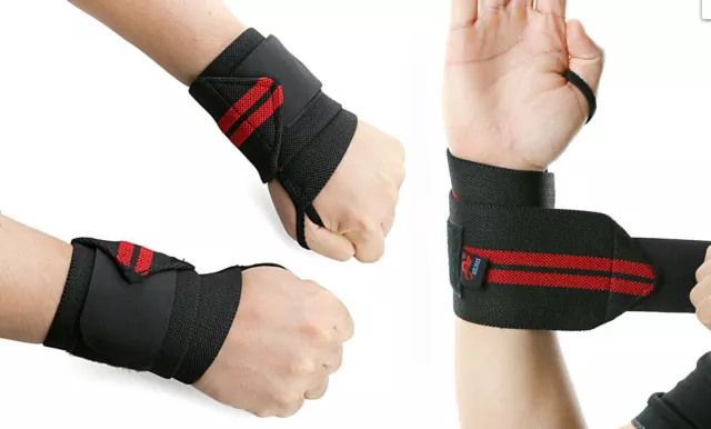 Weight Lifting Gym Muscle Training Wrist Support Straps Wraps Bodybuilding AU 3