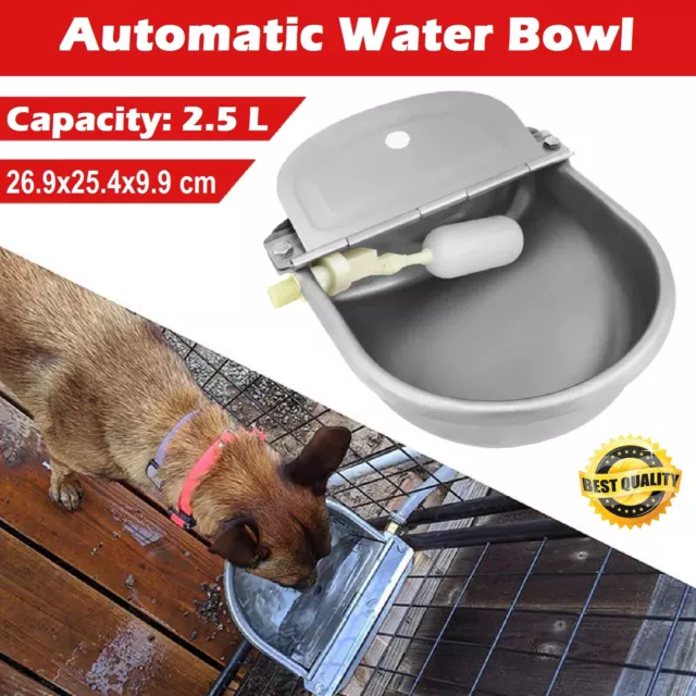 Auto Stainless Float Valve Water Trough Bowl Waterer Drinking Horse Sheep Dog 4L