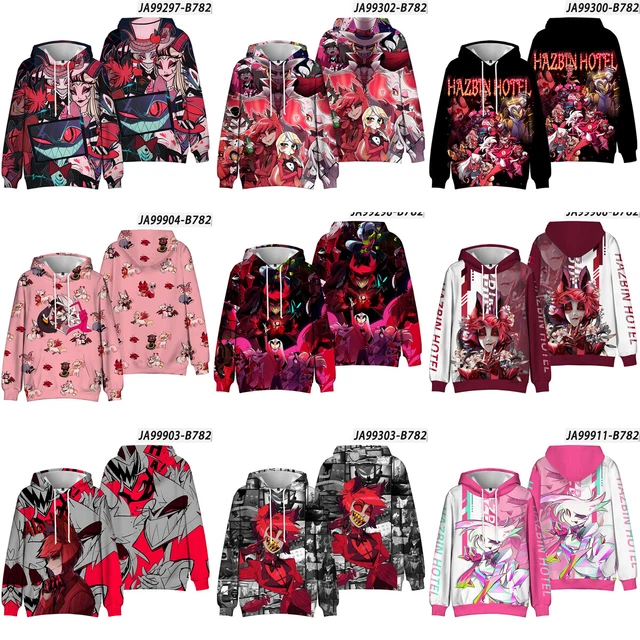 Xinchangda Hazbin Hotel Anime Pullover Alastor/Angel Dust 3D Printed Cartoon Hoodie with Hood and Drawstring Casual Sweatshirt Sportswear, Type 1