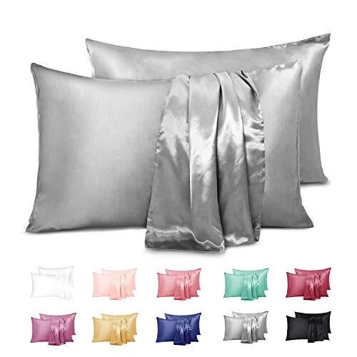 Duerer Lot de 2 taies d'oreiller en Satin 100% Microfibre Housse d'oreiller D...