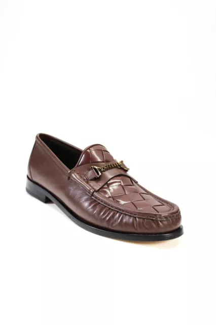 HYUSTO MENS MICK Weave Leather Loafers - Chocolate Size 46 $143.01 ...