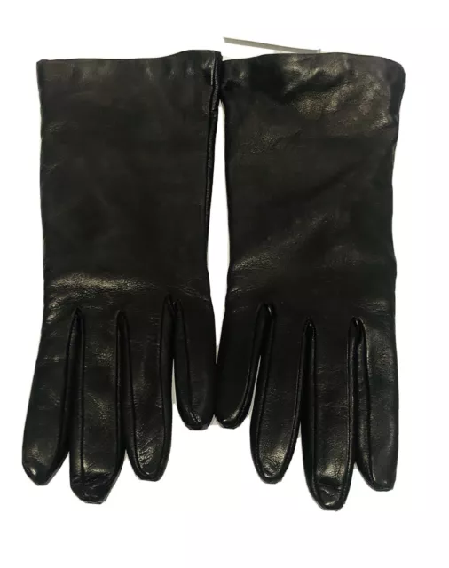 BARNEYS New York Brown Black Leather Women’s Gloves