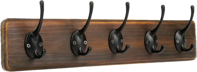 Rustic Wall Mounted Coat Hook Rack Heavy Duty Wooden Entryway Hanging Coat Rack