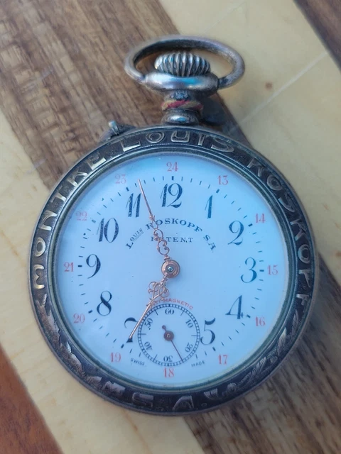 Montre à Gousset Ancienne Louis Roskopf - Modèle Chemin De Fer à Restaurer - Suisse, Occasion Très Bon état