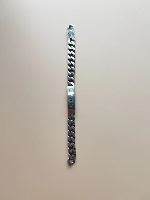Gourmette Bracelet Homme En Argent Massif - Prénom "Romain", Vintage, Occasion