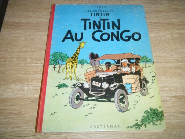 T-shirt Tintin Au Congo - Vintage Réédité - Gildan 5000 - Blanc Taille M - Unisexe