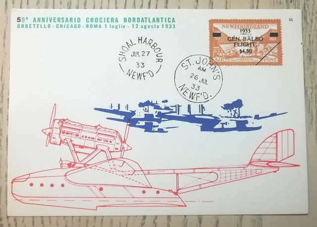Cartolina Con Annulli 50° Anniversario Della II Trasvolata Atlantica Balbo