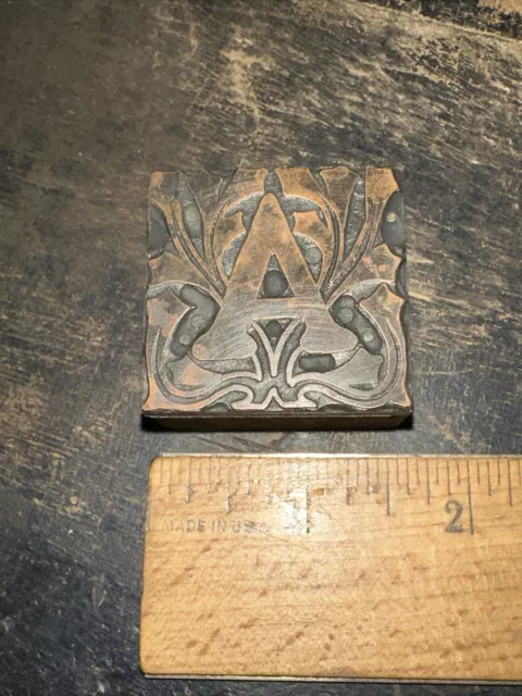 Printing Block “ Letter A, Beautiful Background “ Copper Face, Nice Details.