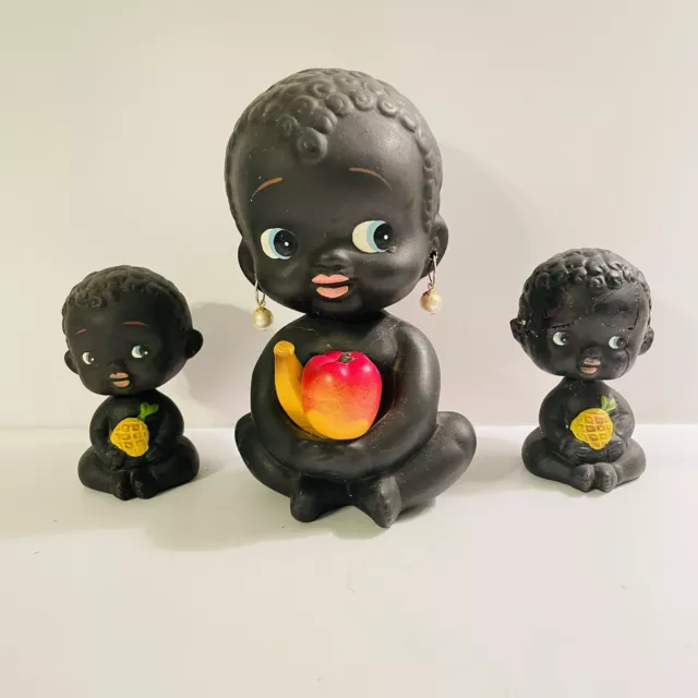 Vintage African American Baby Bobblehead Nodder Bank & Figurines Lot Of 3 AS IS