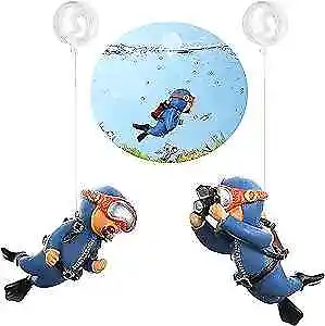 2-Pack Fish Tank Decorations Cute Little Diver Aquarium Decoration Floating