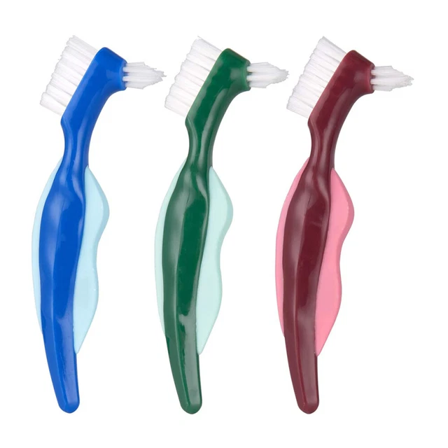 3 piezas cepillo de limpieza de prótesis limpiador de prótesis cepillo de dientes incorrecto