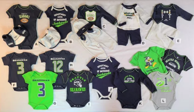 Seattle Seahawks BABY BOY Bodysuit One Piece Creeper Clothes NB 3 6 9 12 18 mo