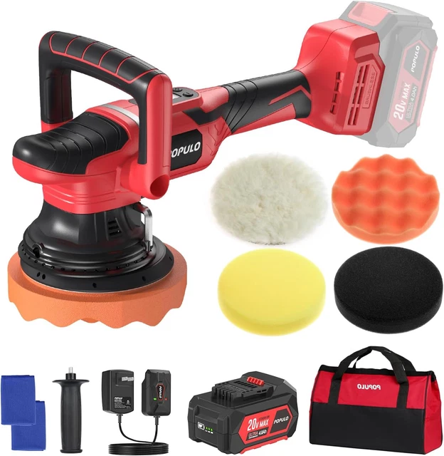 Lucidatrice Auto Senza Fili POPULO A Doppia Azione - 18V, Batteria 4.0Ah, 7 Velocità Fino A 4800 Giri/min