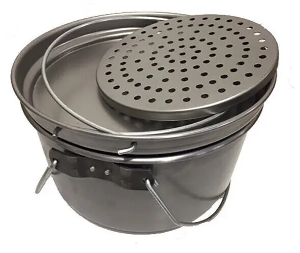 Camp Oven 10 inch Spun Carbon Steel 5 in 1 Fry Pan Hang Pan Boiling Pot Trivet