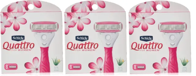 Hojas de afeitar Schick Quattro para mujer aloe y vitamina E - 24 cartuchos de recarga