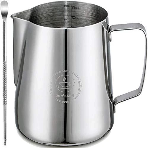 Milk Frothing Pitcher 20oz,Espresso Steaming Pitcher 20oz,Espresso Machine Ac...