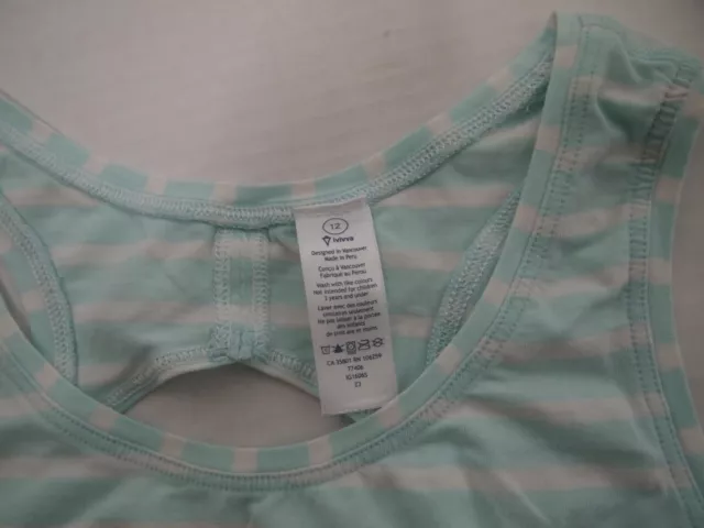 Ivivva Lululemon Girls Happy Liven Tank Top Racerback Pima Cotton Aqua Striped 3