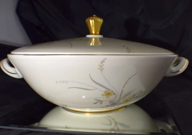 Wiesbadeu China by Eschenbach Covered Vegetable Bowl Pink and Yellow Flowers