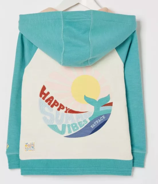 FatFace Girls Teal Raglan Zip Through Hoodie Age 9-10 Years *BNWT*