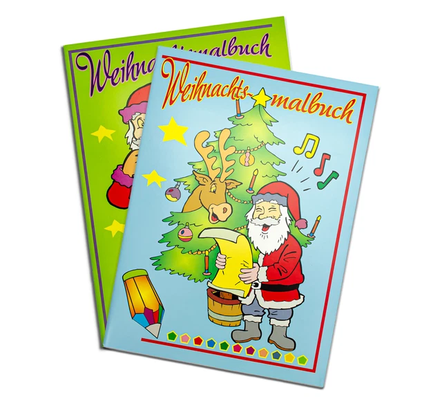 Weihnachtsmalbuch für Kinder, Malheft 2er-Set, Weihnachtsbuch Ausmalen