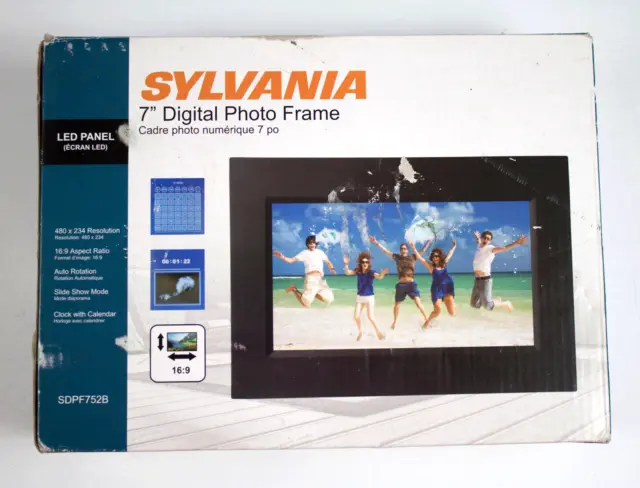Sylvania 7" Inch Digital Photo Frame SDPF752B LED Panel