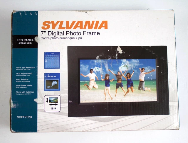 Sylvania 7" Inch Digital Photo Frame SDPF752B LED Panel