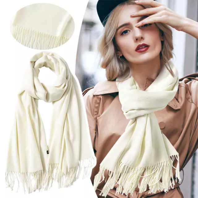 Women's Shawl Bib Gift Long White Scarf With Tassel Womens Large Soft Feel HOT