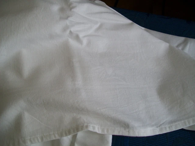 Tovaglia Bianca Vintage, Cotone Damascato, Cm 187 X 107
