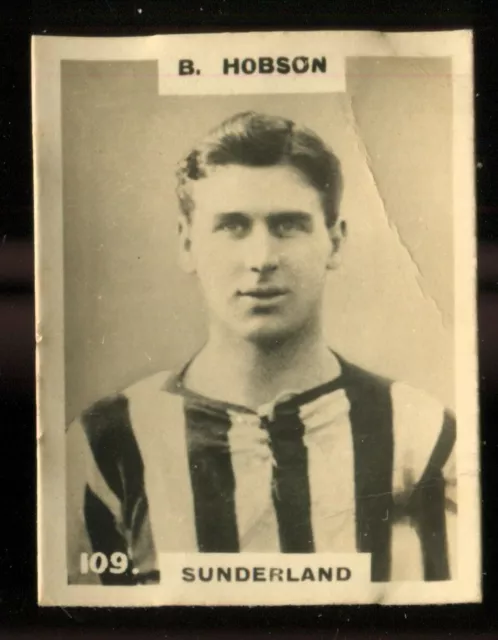 Tobacco Card, Pinnace, FOOTBALLERS, 1922, KF Type 3, B Hobson, Sunderland, #109