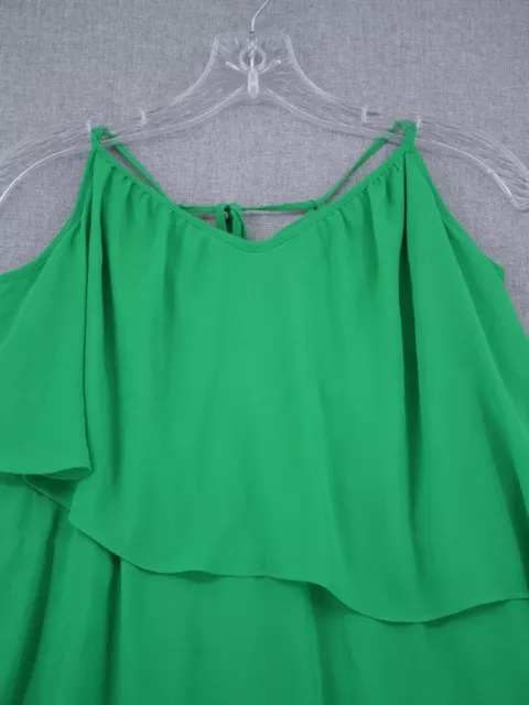 Lauren Ralph Lauren Dress Womens Size 8 Green Ruffle Layered Swing Chiffon 2