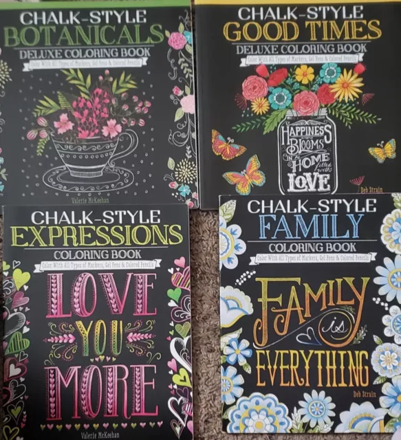 Libros para colorear de lujo estilo tiza Good Times: ¡familia, amor, flores y más!