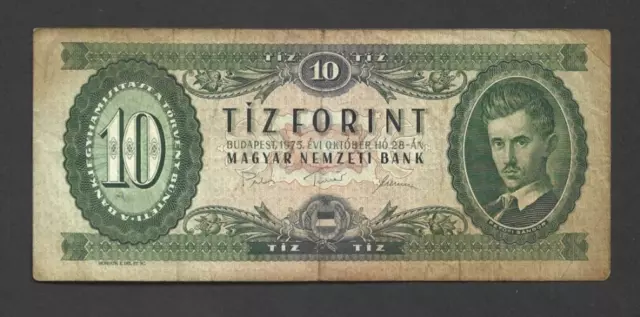 10 Forint Vg-  Banknote From Hungary 1975  Pick-168