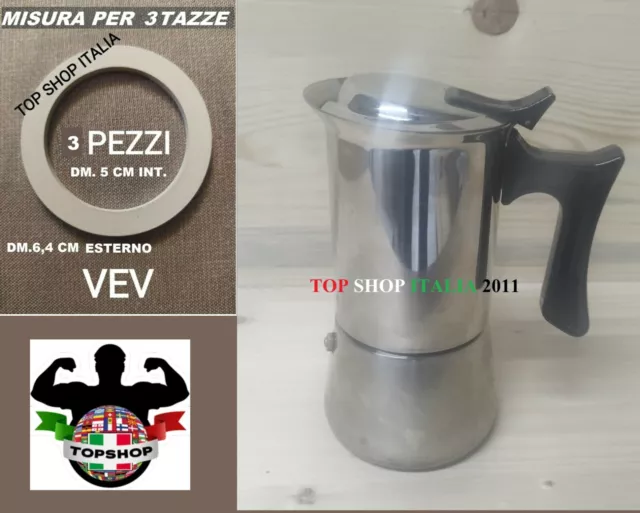 Set 3 Pezzi Guarnizione 3 Tazze Per Caffettiera Vev Moka Offerta Introvabile