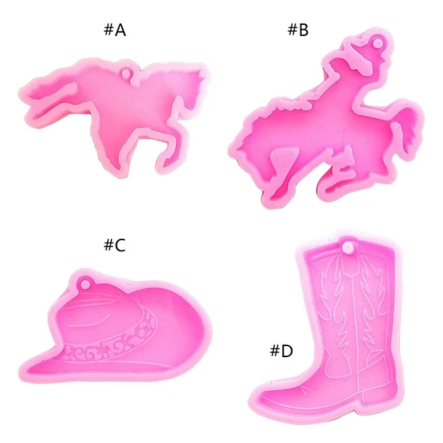 1/4Pcs Knight Hat Boot Horse Keychain Epoxy Resin Mold Pendant Silicone Mould