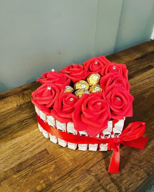 Luxury Valentine’s Kinder And Ferrero Rocher Hearts With Red Roses