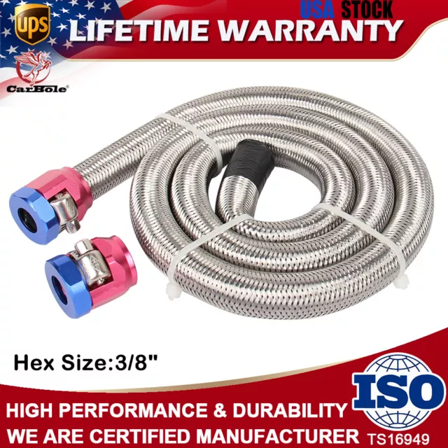 Universal 3/8 6AN Stainless Steel Braided Oil Gas Fuel Hose Line End Fitting Kit