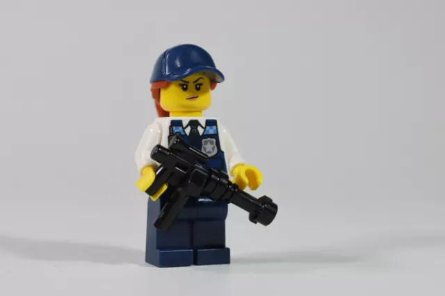 LEGO® City Police Minifigure Lady Officer SWAT Team Heavy Gun Cap