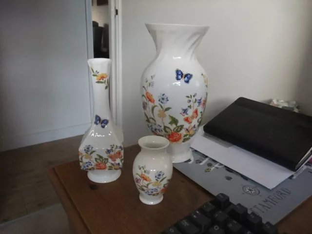 Delightful Aynsley Bone China Collection Of Vase's In The Cottage Garden Pattern